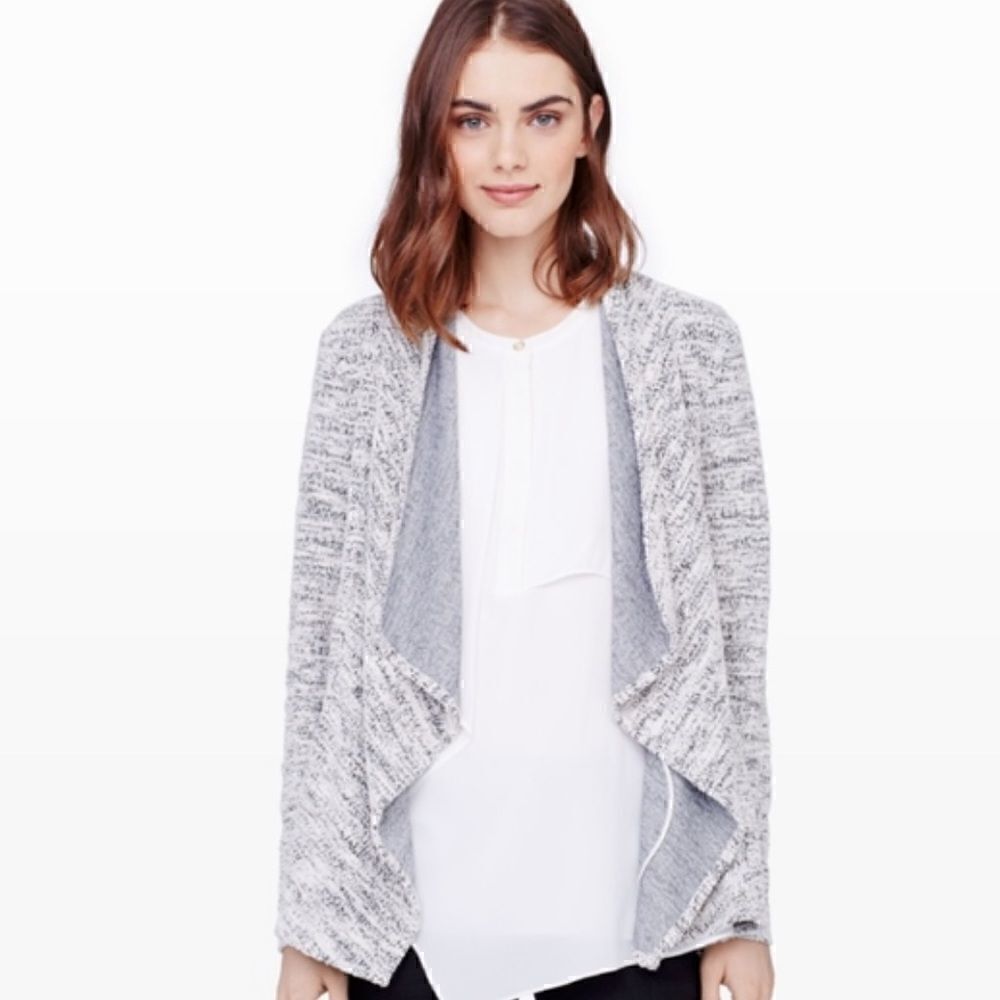 Club Monaco open Cardigan Womens Petite Small Gray Kiki Textured knit oversized